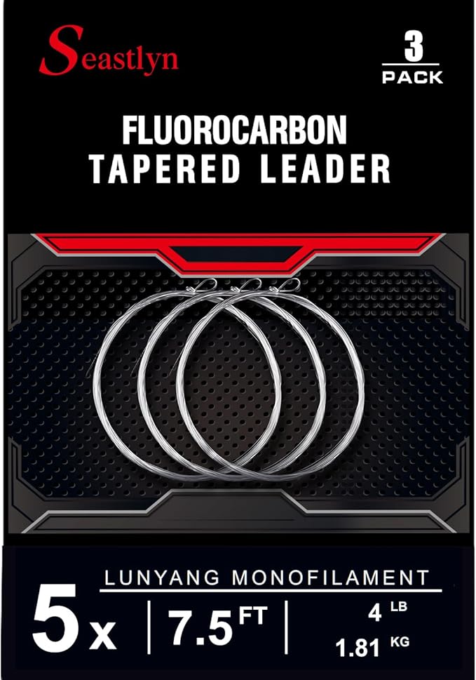 3 Packs Pre-Tied Loop Fly Fishing Tapered Leader Fluorocarbon 7.5FT 9FT 12FT 0X 1X 2X 3X 4X 5X 6X 7X 8LB-26LB