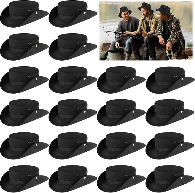 Xtinmee 20 Pcs Boonie Hat Bulk Wide Brim Bucket Hat Safari Hats Outdoor Sun Hats for Hiking Camping with Adjustable Strap