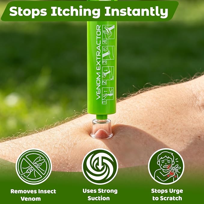 Snake Bite Kit, Bee Sting Kit, Emergency First Aid Supplies, Venom Extractor Suction Pump, Bite and Sting First Aid for Hiking, Backpacking and Camping (Green)