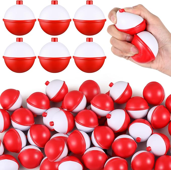 Libima 150 Pcs 2'' Fishing Bobber Stress Ball Squeeze Fidget Toy Themed Party Favor Fun Stress Relief Toy for Teen Adult Improve Grip Strength Release Pressure Finger Exercise