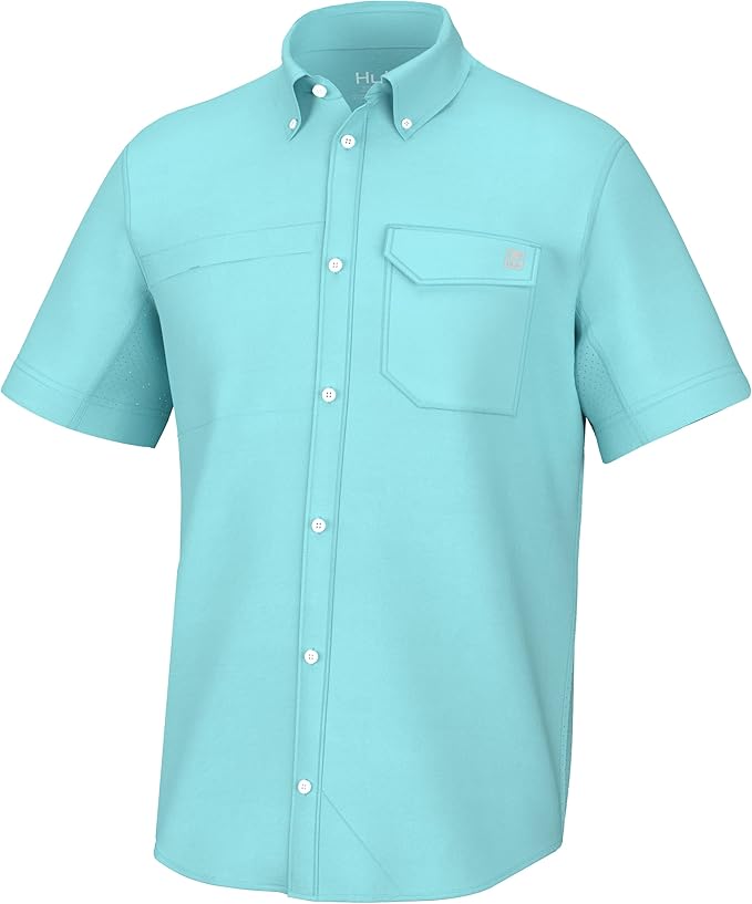 HUK Men's Tide Point Kc Scott Original Artwork Short Sleeve Shirt, Fishing Button Down