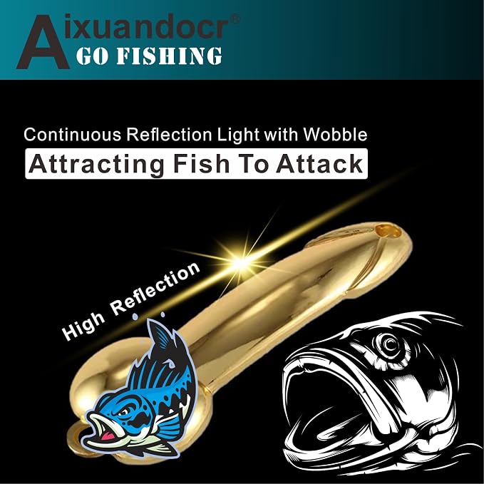 Bass Fishing Lure, Fishing Spoons, Topwater Fishing Lures with Trebles Hooks, Trout Fishing Lures, Fishing Tackle for Freshwater and Saltwater, Fishing Gifts for Men