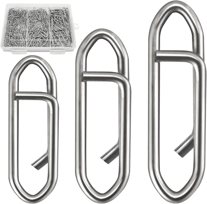 150PCS Heavy Duty Fishing Clips withs, Stainless Steel Fishing Snaps, 3 Sizes (M/L/XL), Corrosion Resistant Quick Connect Fishing Lure Clips for Freshwater and Saltwater Fishing