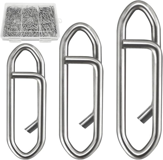 150PCS Heavy Duty Fishing Clips withs, Stainless Steel Fishing Snaps, 3 Sizes (M/L/XL), Corrosion Resistant Quick Connect Fishing Lure Clips for Freshwater and Saltwater Fishing