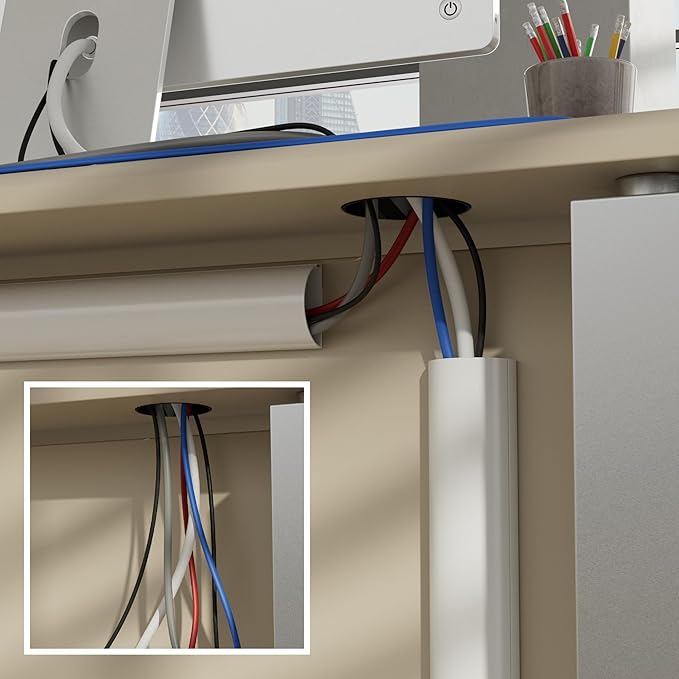 D-Line Half Round Cord Hider, Patented Cable Cover, Hide TV Wall Mount Wires, Raceway for Cords, Decorative Wire Covers, Paintable, Adhesive Cable Concealer, 2X 2in W x 1in H x 39in L, White