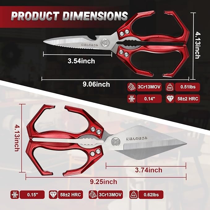 Dream Reach Kitchen Shears Set - Heavy Duty Kitchen Scissors for Food with Ergonomic Handle, Poultry Shears for Chicken, Meat, Seafood, Bone Cutting, Gifts for Men Women
