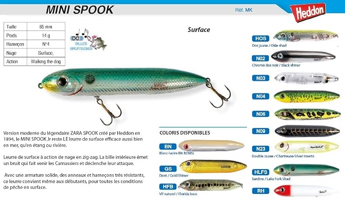 Heddon Super Spook Topwater Fishing Lure for Saltwater and Freshwater, Okie Shad, Super Spook Jr (1/2 oz)