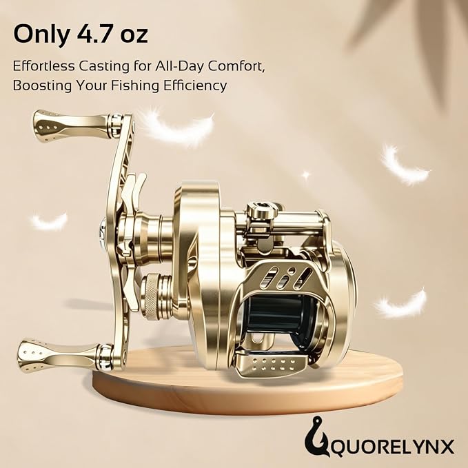 Ultralight baitcaster BFS Round Reel, 4.7oz CNC Aluminum Body, 8.1:1 Gear Ratio, Magnetic Brake, 12+1 BB, Lure Cast from 1/37oz, 8LB Max Drag, Backlash Prevention