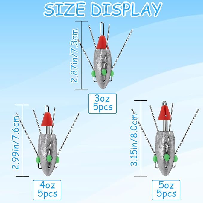 5 Pcs Sputnik Sinker Fishing Weights Lead Fishing Equipment Long Tail Surfing Casting Spider Sinkers for Catfish Saltwater Beach Sand Ocean