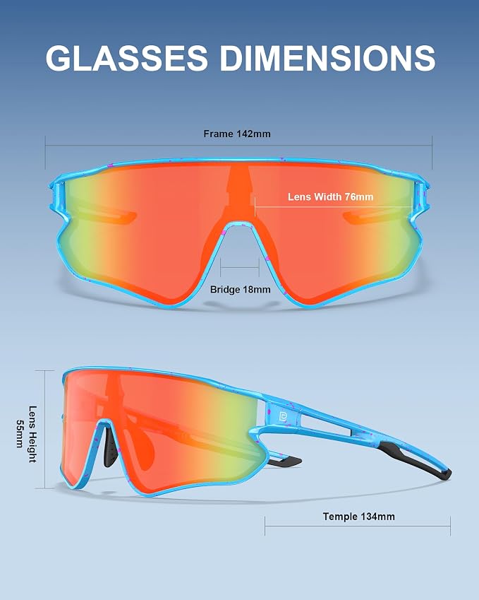 DUCO Polarized Sports Sunglasses for Men Women: UV400 Protection 24g Wrap Around Glasses for Baseball Running Hiking DC0023