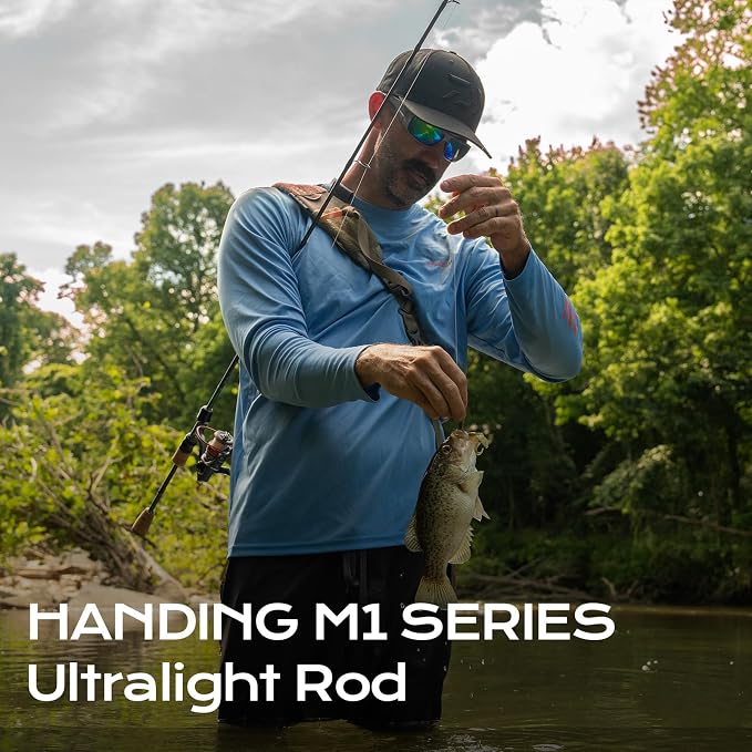 HANDING M1 BFS Rod Ultralight Fishing Rod 2-Piece Spinning & Baitcaster Rod with Seaguide RA Guides AA Cork Handle 30T Carbon Fiber for Trout Crappie Bluegill Yellow Perch Smallmouth Sunfish