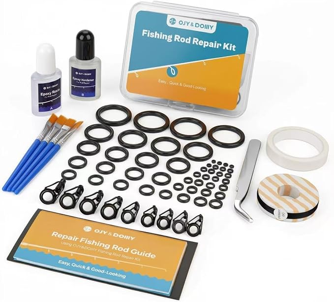 Fishing Rod Repair Kit,Fishing Pole Eyelet Ceramic Insert Eyes Repair with 52 Guide Rings and Supplies