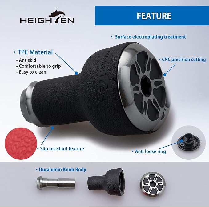 HEIGHTEN 24mm Fishing Reel Handle Knob for Shimano Daiwa Baitcasting Spinning Reel Stradic Vanford Sahara FI Tranx SLX Ballistic Exceler Tatula