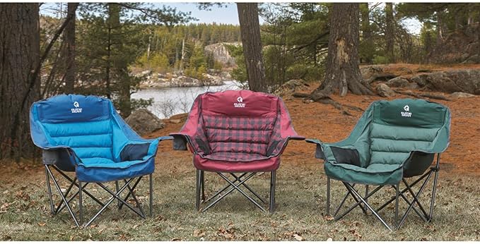 Guide Gear Oversized Extra Large Padded Camping Chair, Portable, Folding, Large Camp Lounge Beach Chairs for Outdoor, Adults, Men and Women, Heavy-Duty 400 Pound Capacity, with Cup Holder Blue