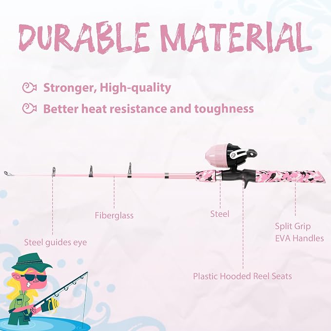 WIDDEN Kids Fishing Pole, Portable Telescopic Kids Fishing Poles for Boys and Girls, Fishing Rod and Reel Combo Kit with Tackle Box, and Fishing Net, Best Fishing Pole for Toddler Youth