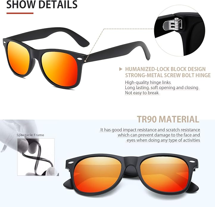 FEIDUSUN Sunglasses Men Polarized Sunglasses for Mens and Womens,Black Retro Sun Glasses Driving Fishing UV Protection