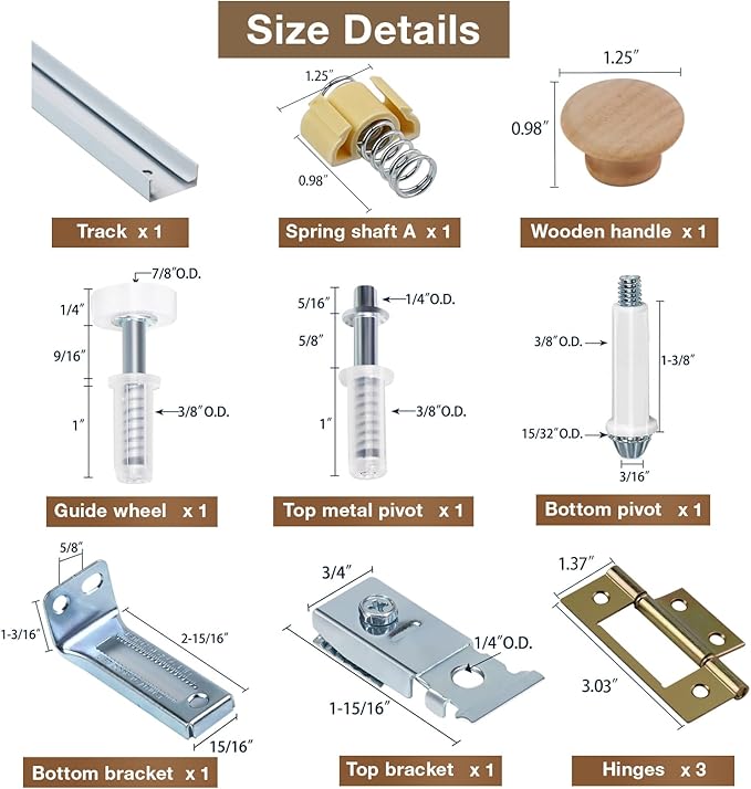 Bifold Door Hardware Kit, 24-Inch Bi-fold Closet Door Track Kit Bifold Closet Door Hardware Kit Folding Door Hardware Repair Replacement Tool Kit