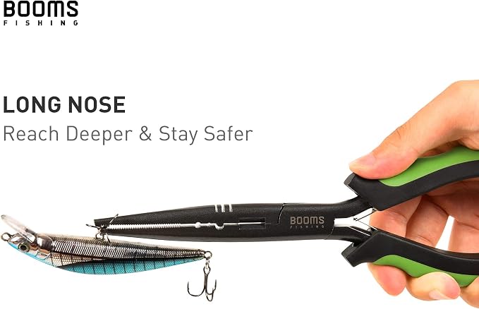 Booms Fishing F03 Needle Nose Fishing Pliers, 9" Fisherman's Pliers, Long Nose Hook Remover, Saltwater Resistant Fishing Gear