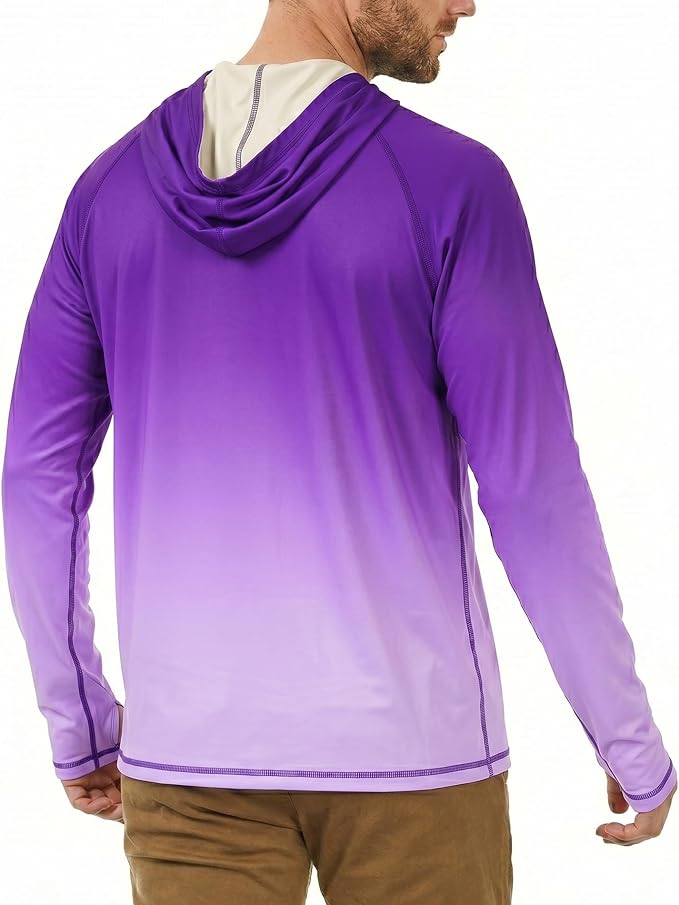 Roadbox UPF 50+ Fishing Shirts for Men, Long Sleeve UV Sun Protection Hoodie, Outdoor Hiking Running Swimming Rash Guard