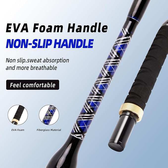Deep Sea Fishing Rod, Heavy Duty Bent Butt Trolling Rod with Roller Guides,Conventional Fishing Rod
