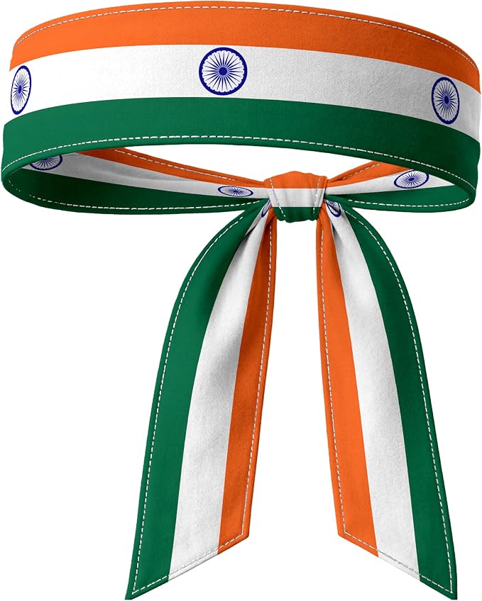 Tie Headband for Women & Men, Flag Patterned Sports Sweatband Head Wrap, Hair Bandana Accessory, 40" x 2.4"