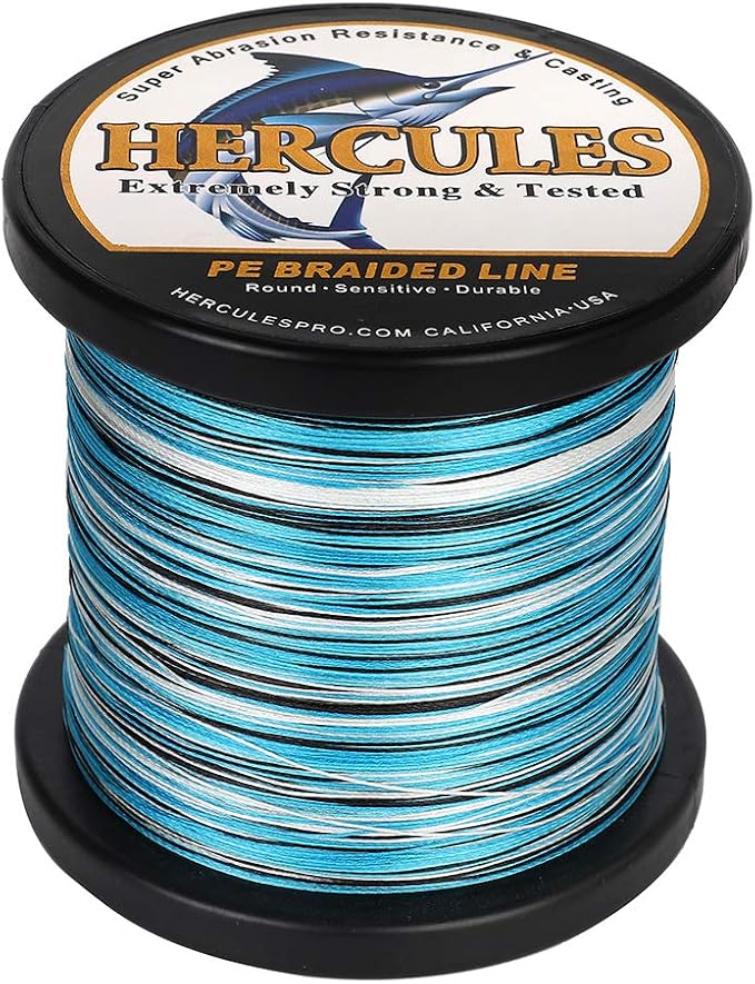 HERCULES Cost-Effective Super Strong 4 Strands Braided Fishing Line 6LB to 100LB Test for Salt-Water, 109/328 / 547/1094 Yards (100M / 300M / 500M / 1000M), Diam# 0.08MM - 0.55MM, Hi-Grade