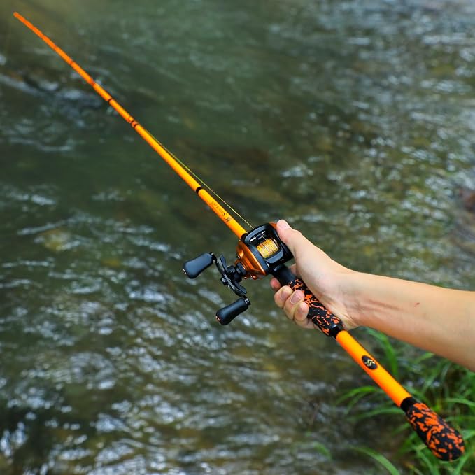 Sougayilang Baitcaster Combo – IM7 Graphite M/MH 2-Piece Travel Rod, 6.3:1 High-Speed Reel,18LB Drag for Bass, Catfish, Trout, Panfish