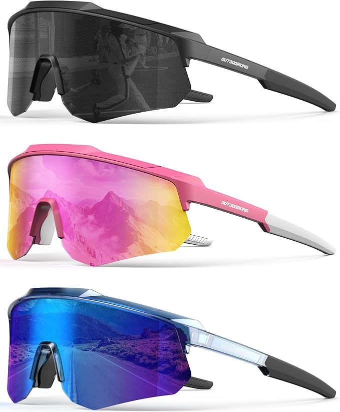 Polarized Sports Sunglasses for Men Women, UV400 One-Piece Lens Sport Shades for Baseball, Running, Cycling, Fishing