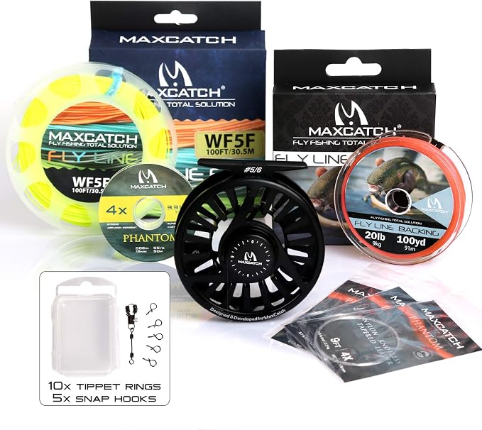 Maxcatch AVID Fly Fishing Reel with CNC-machined Aluminum Body - 1/3, 3/4, 5/6, 7/8, 9/10 Weights(Black, Green, Blue)