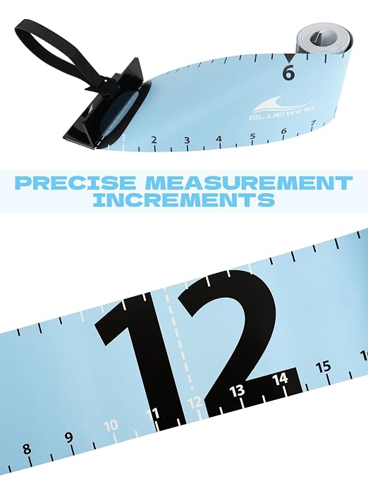 BLUEWING 96" Fishing Ruler: Portable, Roll-Up, Waterproof, Folding Fish Measuring Tape with Bump Board for Tuna, Marlin, Shark, Mahi, Swordfish, Tournament Use
