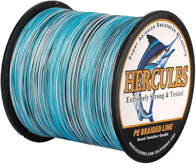 HERCULES Cost-Effective Super Strong 4 Strands Braided Fishing Line 6LB to 100LB Test for Salt-Water, 109/328 / 547/1094 Yards (100M / 300M / 500M / 1000M), Diam# 0.08MM - 0.55MM, Hi-Grade