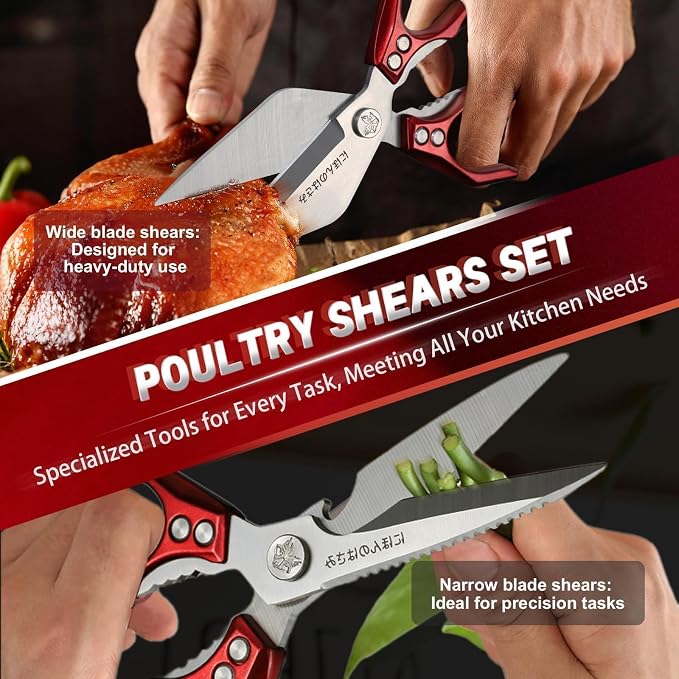 Dream Reach Kitchen Shears Set - Heavy Duty Kitchen Scissors for Food with Ergonomic Handle, Poultry Shears for Chicken, Meat, Seafood, Bone Cutting, Gifts for Men Women