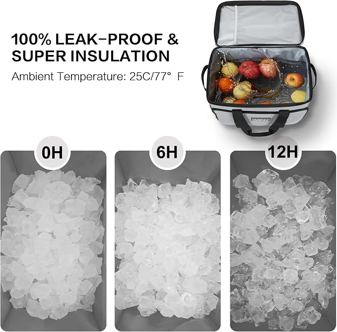 Soft Insulated Cooler Bag Collapsible Large Travel Coolers Soft Sided Coolers Ice Chest, Leakproof, Waterproof