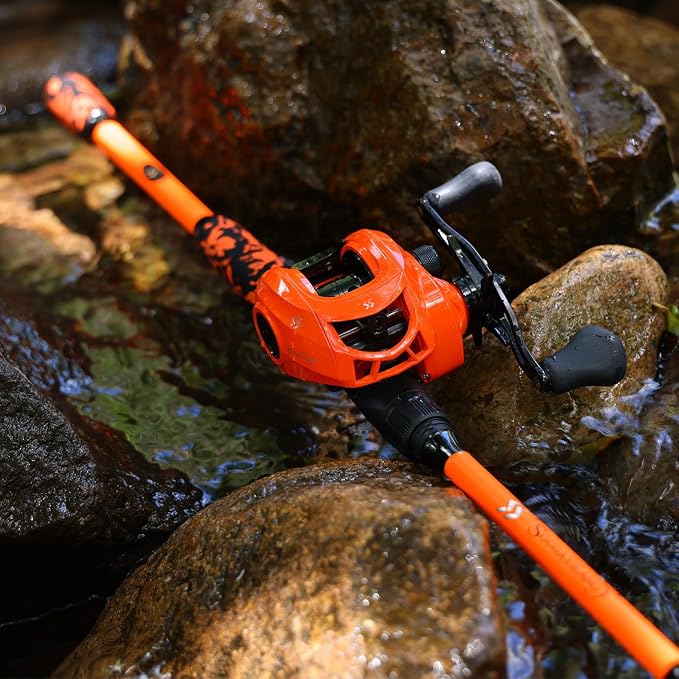 Sougayilang IM7 Graphite Fishing Rod – 2-Piece Casting & Spinning, Medium/Medium Heavy Power, Stainless Steel Guides with Zirconium Rings, EVA Handle & Hook Keeper for Bass, Trout, Walleye, Catfish
