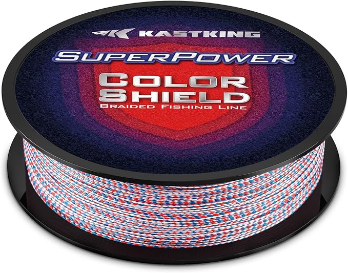 KastKing Superpower ColorShield Braided Fishing Line - Colorfast Braided Line, 100% Solution Dyed UHMWPE Fiber, Smooth & Strong Superline, Near Zero Stretch, Sensitive, High Abrasion Resistance