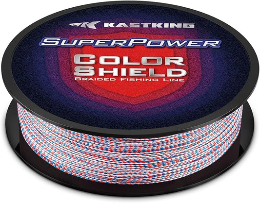 KastKing Superpower ColorShield Braided Fishing Line - Colorfast Braided Line, 100% Solution Dyed UHMWPE Fiber, Smooth & Strong Superline, Near Zero Stretch, Sensitive, High Abrasion Resistance