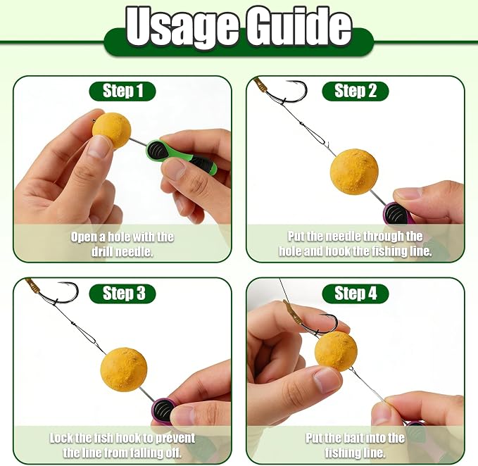 YOTO Carp Fishing Tool Kit & Equipment - Professional Baiting Rig Tools Set with Hook Needles, Bait Drill and 2 Boilie Stoppers - Multiple Styles: Standard, Silicone Grip & Night Glow