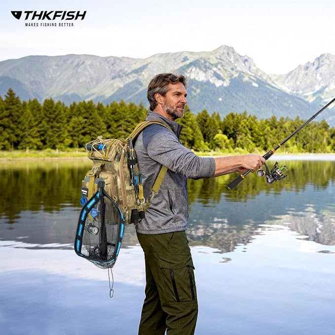 THKFISH Telescoping Fishing Rod and Reel Combo with Backpack, Carbon Fiber Travel Fishing Pole Spinning Reel Kit with Fishing Lures, Fishing Tools Kit for Men