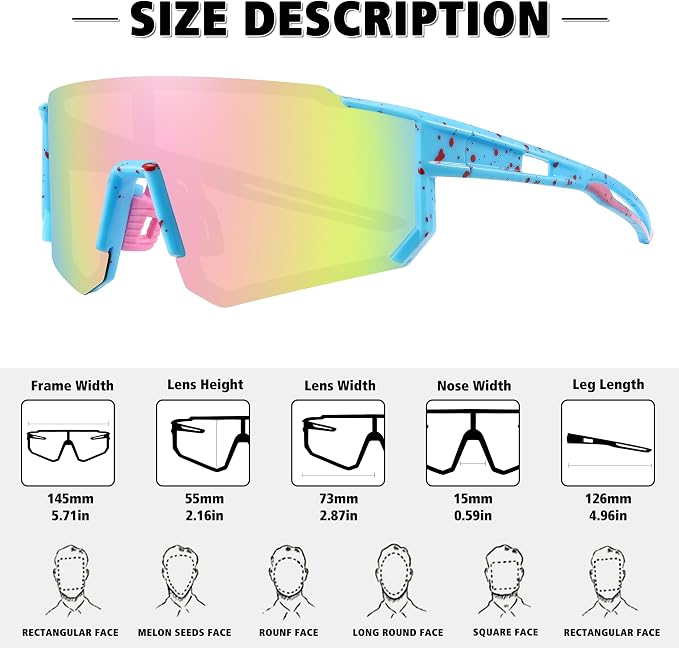 STORYCOAST Polarized Sports Sunglasses for Men Women,Driving Fishing Cycling Mountain Bike Sunglasses UV400 Protection
