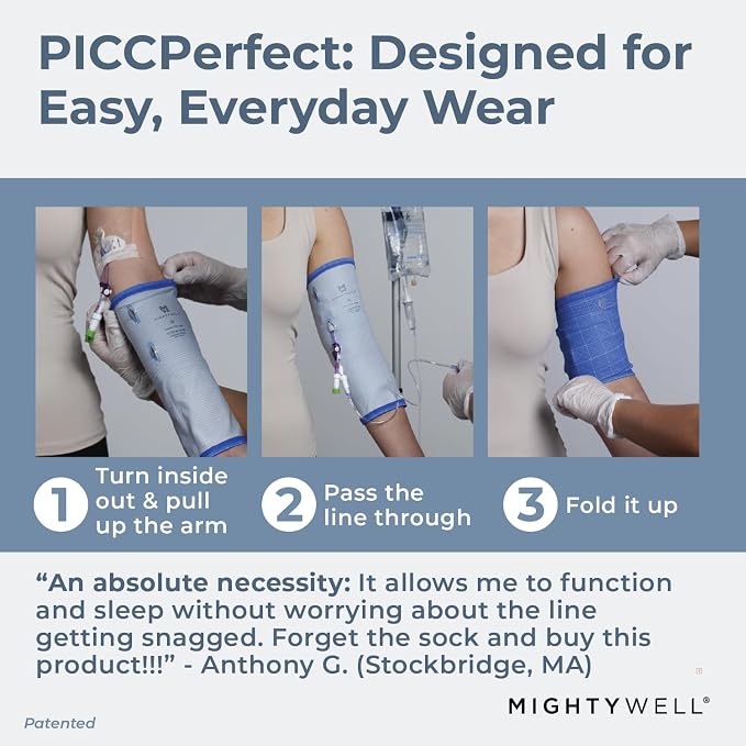 Mighty Well PICCPerfect PICC Line Cover: Soft Touch Double Layer PICC Line Arm Cover | Solid Lavender, X-Large