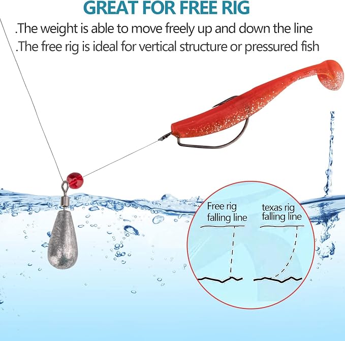 THKFISH Fishing Weights Sinkers Set, 60PCS Fishing Sinker Drop Shot Weights Kit,Drop Shot Rig Wacky Hooks for Saltwater Freshwater Bass Fishing