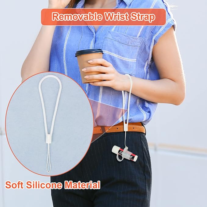 Silicone Chapstick Holder with Cap Cover, 0.6'' Diameter Portable Lip Balm Holder Key Chain Sleeve Chapstick Keychain Holder with Wrist Strap Lanyard - Transparent