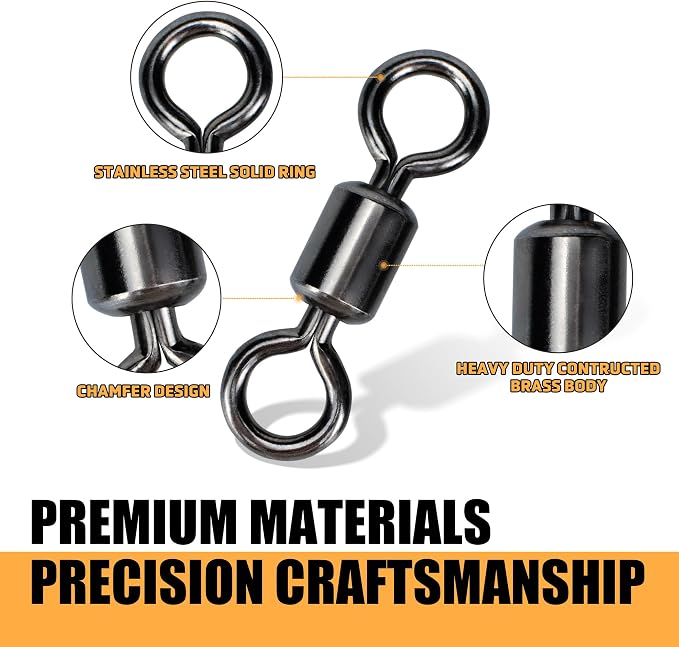 Fishing Swivels Rolling Barrel Swivels High Strength Stainless Steel Rolling Swivels Fishing Hook Line Connector Tackle Accessories