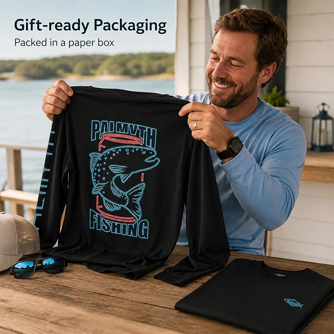 Palmyth Fishing Shirts for Men Long Sleeve UPF 50+ T Shirt Sun Protection Tee