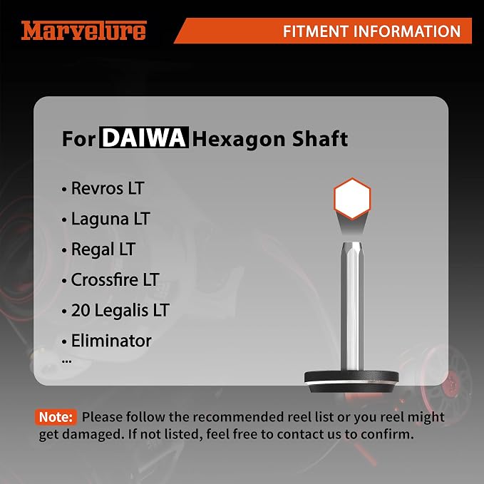 Locked-Type Power Handle (Hexagon Shaft) Compatible for Daiwa Revros LT Crossfire LT Legalis LT Regal LT Laguna LT Eliminator QR Spinning Reels