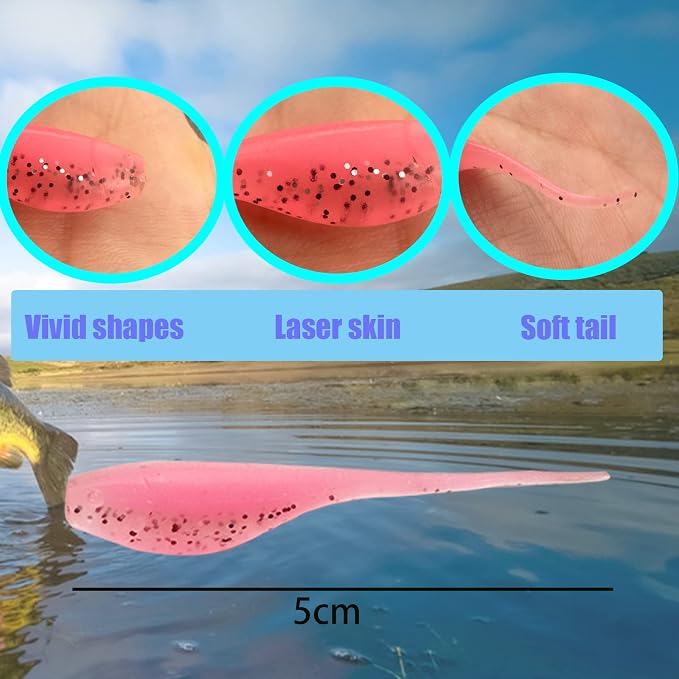 75pcs Crappie Lures Kit - Soft Plastic Coloured Crappie & Panfish Shad Baits