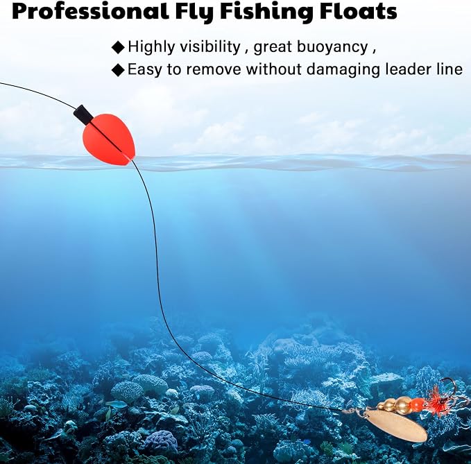 30 Pcs Trout Float Foam Teardrop Strike Fishing Bobbers Fishing Floats Fly Fishing Strike Indicators for Trout Offshore Saltwater Freshwater