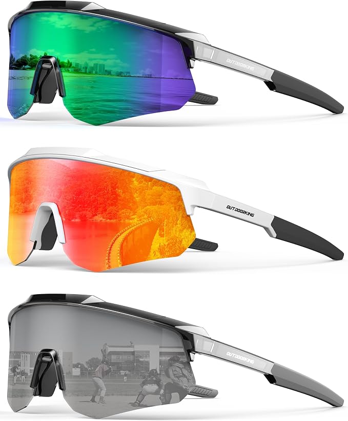 Polarized Sports Sunglasses for Men Women, UV400 One-Piece Lens Sport Shades for Baseball, Running, Cycling, Fishing
