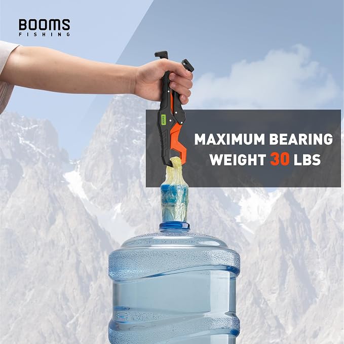 Booms Fishing G05 Lip Gripper Saltwater, 9.4" Plastic Catfish Grippers Pliers, Grabber Tool With Lanyard, Grips for Kayak Fishing Accessories, Great Holder for Caught Fish