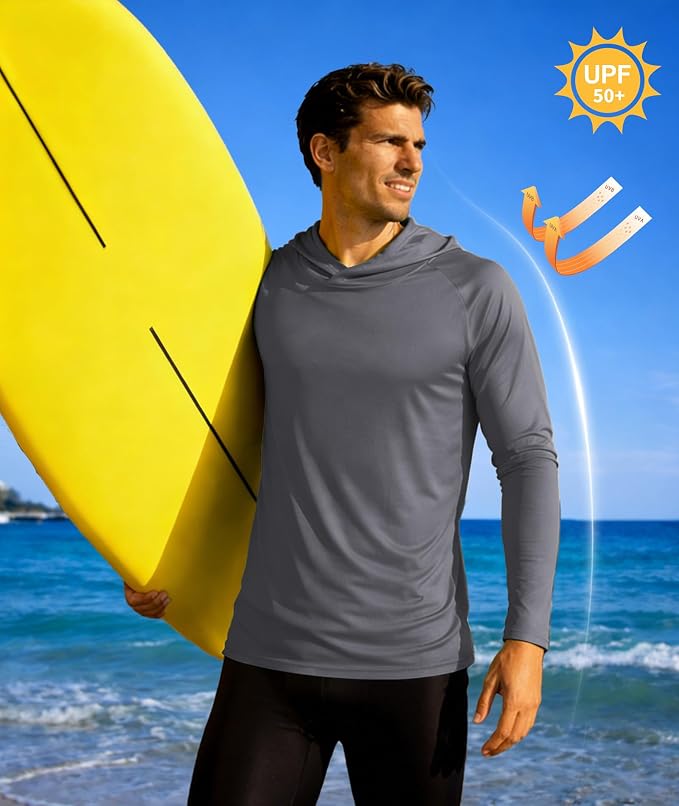 ZITY 5 Pack Mens UPF 50+ Hoodie Shirts Sun Protection Fishing Shirt Fast Dry Lightweight for Athletic Hiking Workout